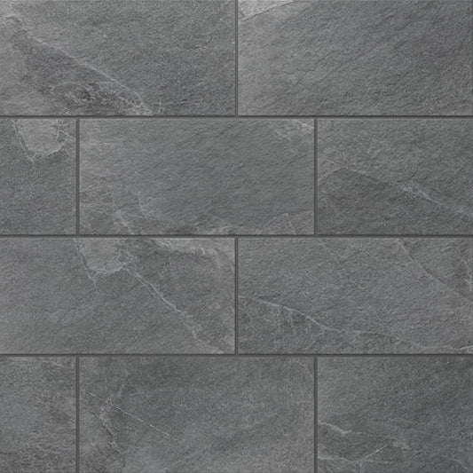 15x30 Constant  Natural Stone-Look Matte Gritty Porcelain Tile Charcoal Gray