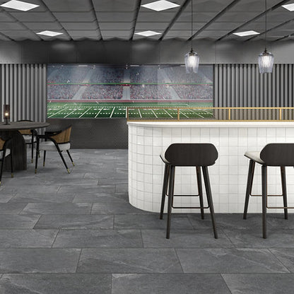 15x30 Constant  Natural Stone-Look Matte Gritty Porcelain Tile Charcoal Gray