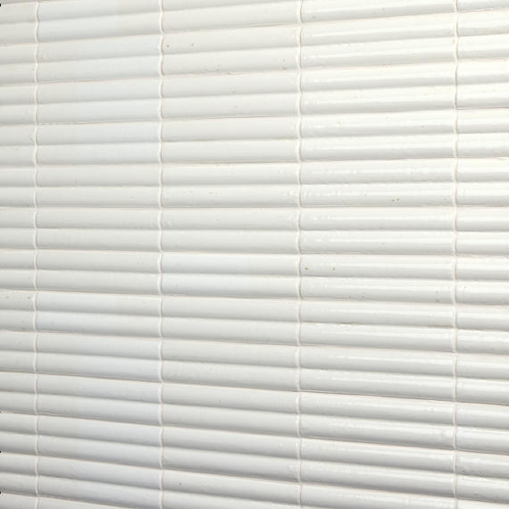 2x10 Remedy  Mosaic Solid-Color Glossy 3D-Geometric Fluted Porcelain Tile Off White