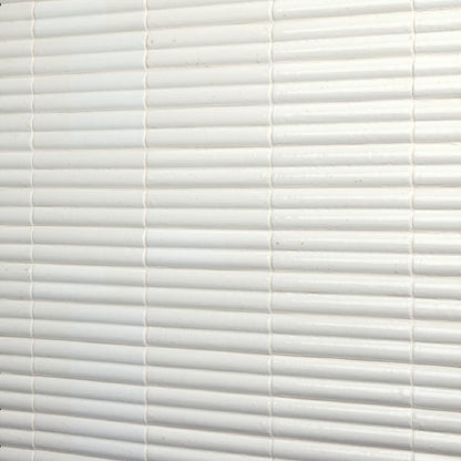 2x10 Remedy  Mosaic Solid-Color Glossy 3D-Geometric Fluted Porcelain Tile Off White