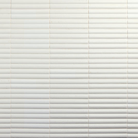 2x10 Remedy  Mosaic Solid-Color Glossy 3D-Geometric Fluted Porcelain Tile Off White