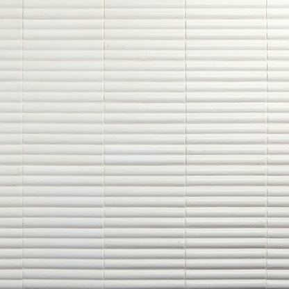 2x10 Remedy  Mosaic Solid-Color Glossy 3D-Geometric Fluted Porcelain Tile Off White