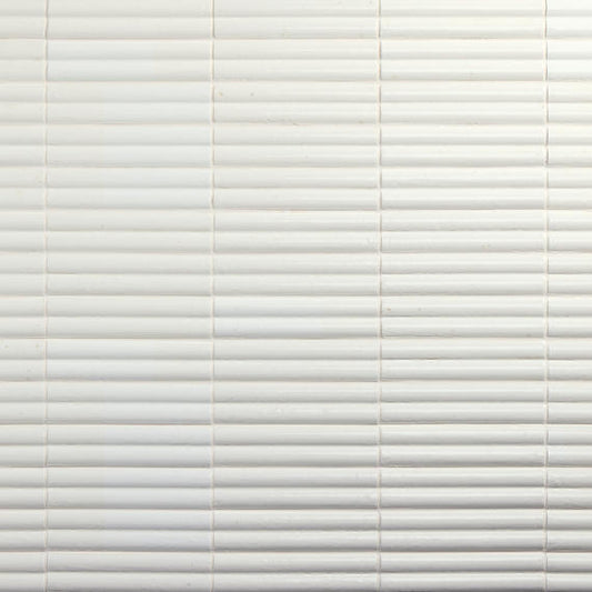 2x10 Remedy  Mosaic Solid-Color Glossy 3D-Geometric Fluted Porcelain Tile Off White