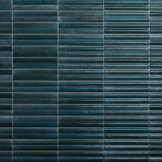 2x10 Remedy  Mosaic Solid-Color Glossy 3D-Geometric Fluted Porcelain Tile Blue Gray