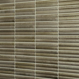 Olive Brown - 2x10 Remedy Mosaic Solid-Color Glossy 3D-Geometric Fluted Porcelain Tile