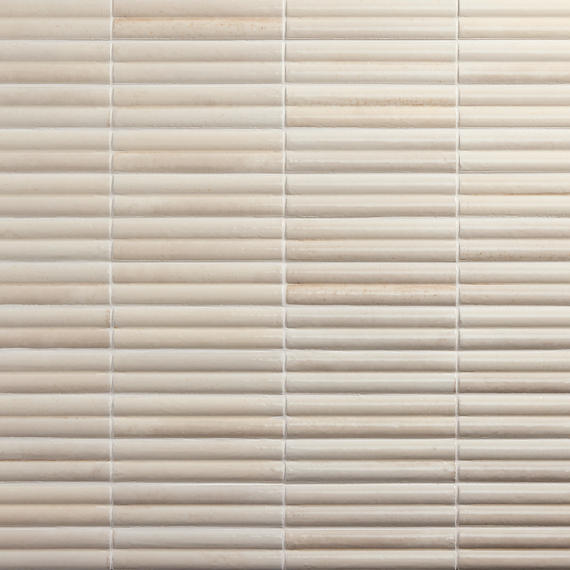 2x10 Remedy  Mosaic Solid-Color Glossy 3D-Geometric Fluted Porcelain Tile Warm Beige