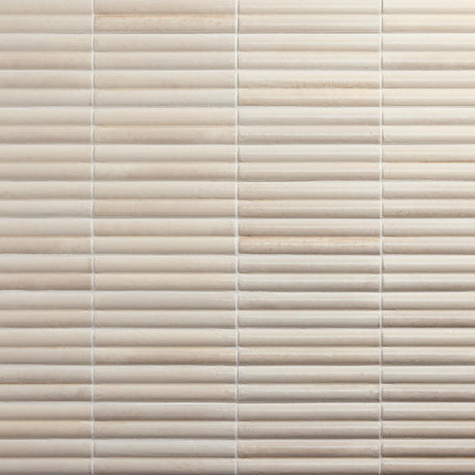 2x10 Remedy  Mosaic Solid-Color Glossy 3D-Geometric Fluted Porcelain Tile Warm Beige