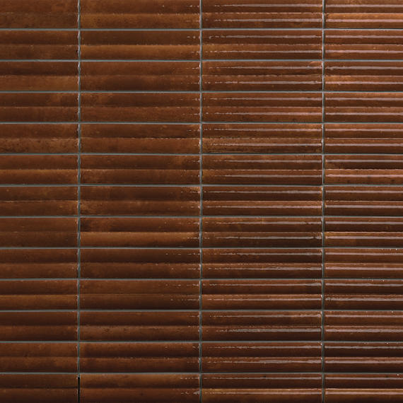 2x10 Remedy  Mosaic Solid-Color Glossy 3D-Geometric Fluted Porcelain Tile Rich Brown