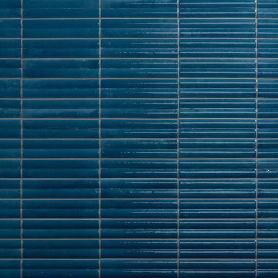 2x10 Remedy  Mosaic Solid-Color Glossy 3D-Geometric Fluted Porcelain Tile Deep Teal