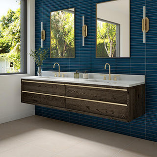 Deep Teal - 2x10 Remedy Mosaic Solid-Color Glossy 3D-Geometric Fluted Porcelain Tile