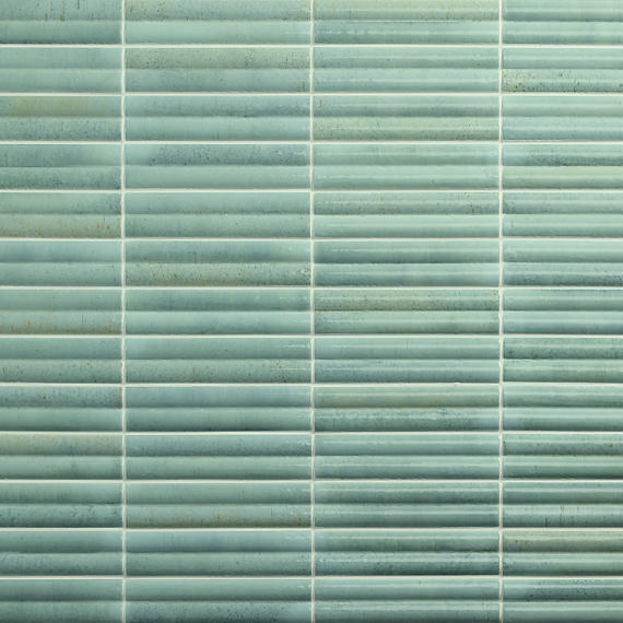 2x10 Remedy  Mosaic Solid-Color Glossy 3D-Geometric Fluted Porcelain Tile Soft Sage