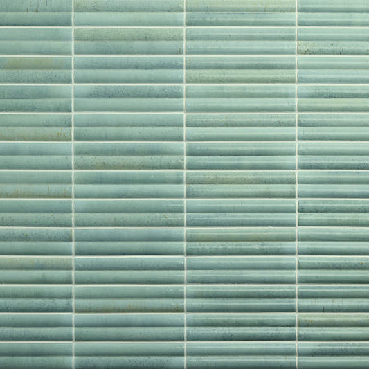 2x10 Remedy  Mosaic Solid-Color Glossy 3D-Geometric Fluted Porcelain Tile Soft Sage