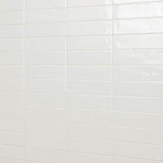 2x10 Remedy  Handcrafted Solid-Color Glossy Smooth Porcelain Tile Off White