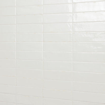 2x10 Remedy  Handcrafted Solid-Color Glossy Smooth Porcelain Tile Off White