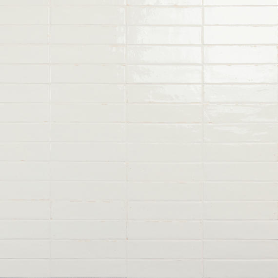 2x10 Remedy  Handcrafted Solid-Color Glossy Smooth Porcelain Tile Off White