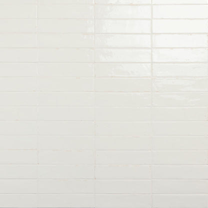 2x10 Remedy  Handcrafted Solid-Color Glossy Smooth Porcelain Tile Off White