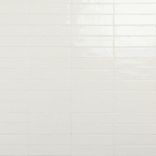 2x10 Remedy  Handcrafted Solid-Color Glossy Smooth Porcelain Tile Off White