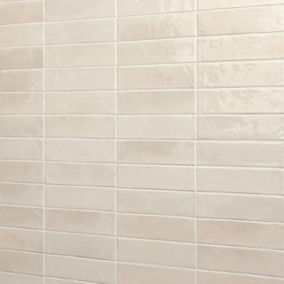 Warm Beige - 2x10 Remedy Handcrafted Solid-Color Glossy Smooth Porcelain Tile