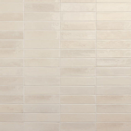 2x10 Remedy  Handcrafted Solid-Color Glossy Smooth Porcelain Tile Warm Beige