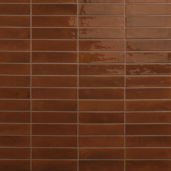 2x10 Remedy  Handcrafted Solid-Color Glossy Smooth Porcelain Tile Rich Brown