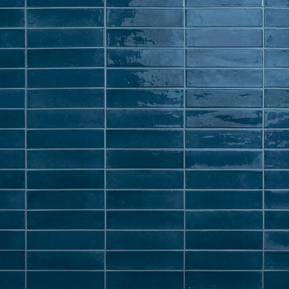 2x10 Remedy  Handcrafted Solid-Color Glossy Smooth Porcelain Tile Deep Teal