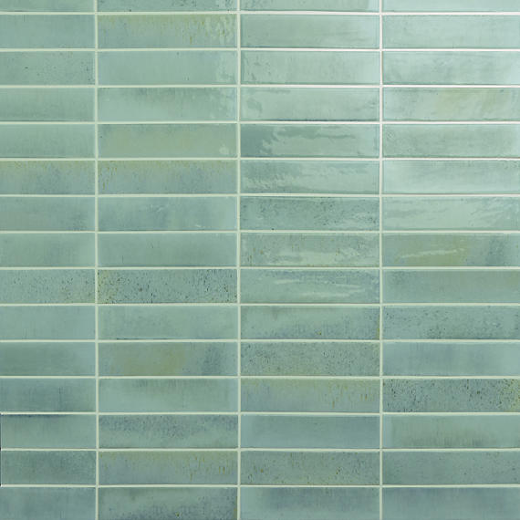 2x10 Remedy  Handcrafted Solid-Color Glossy Smooth Porcelain Tile Soft Sage