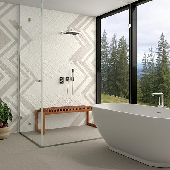 2x20 Artistic Reflections  Natural Solid-Color Glossy Undulated Ceramic Tile Arctic White