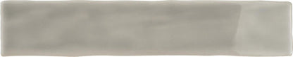 2x20 Artistic Reflections  Natural Solid-Color Glossy Undulated Ceramic Tile Rain Gray