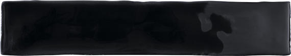 2x20 Artistic Reflections  Natural Solid-Color Glossy Undulated Ceramic Tile Onyx Black