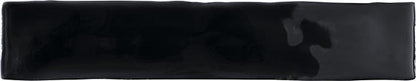 2x20 Artistic Reflections  Natural Solid-Color Glossy Undulated Ceramic Tile Onyx Black
