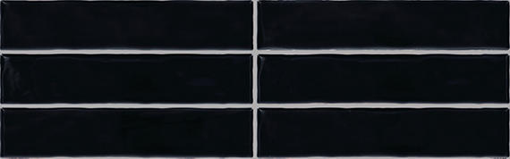 2x20 Artistic Reflections  Natural Solid-Color Glossy Undulated Ceramic Tile Onyx Black