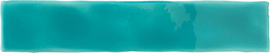 2x20 Artistic Reflections  Natural Solid-Color Glossy Undulated Ceramic Tile Wave Teal