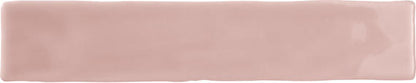 2x20 Artistic Reflections  Natural Solid-Color Glossy Undulated Ceramic Tile Rose Pink