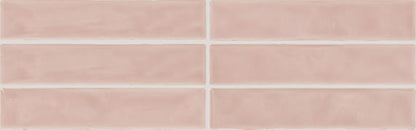 2x20 Artistic Reflections  Natural Solid-Color Glossy Undulated Ceramic Tile Rose Pink
