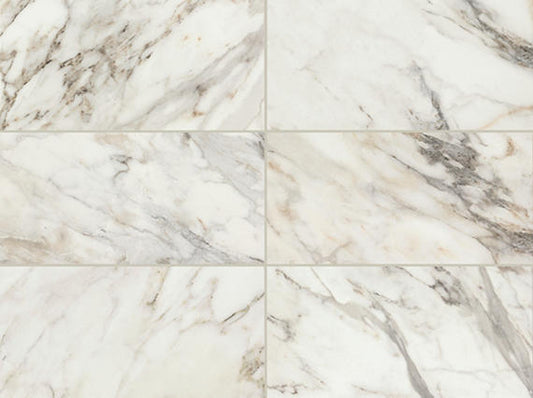 24x48 Savoir Medium Veining  Mosaic Marble-Look Polished Smooth Porcelain Tile Off White