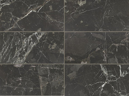 24x48 Savoir Medium Veining  Mosaic Marble-Look Polished Smooth Porcelain Tile Marble Black