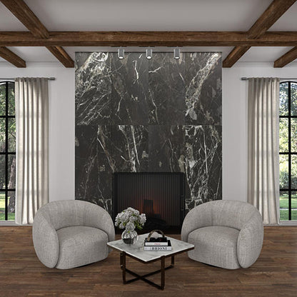 24x48 Savoir Medium Veining  Mosaic Marble-Look Polished Smooth Porcelain Tile Marble Black