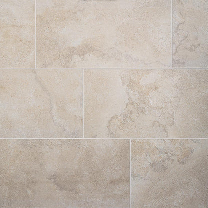 24x48 Haddonstone Light Veining  Stepwise Stone-Look Matte Smooth Porcelain Tile Dawn Beige