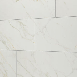 Golden Cream - 24x48 Panoramic Duet Subway Pattern Light Veining Natural Marble-Look Matte Smooth Porcelain Tile