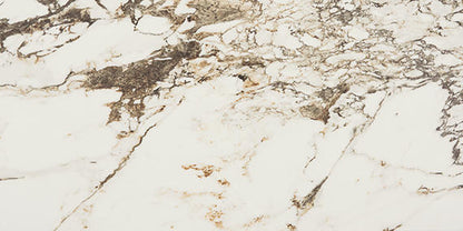 24x48 Panoramic Duet Subway Pattern Light Veining Natural Marble-Look Matte Smooth Porcelain Tile Earth Brown
