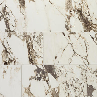 Earth Brown - 24x48 Panoramic Duet Subway Pattern Light Veining Natural Marble-Look Matte Smooth Porcelain Tile