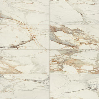 24x48 Panoramic Duet Subway Pattern Light Veining Natural Marble-Look Matte Smooth Porcelain Tile
