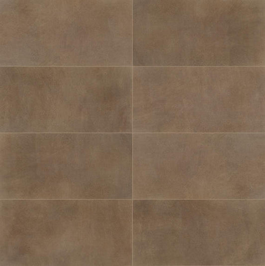 24x48 Crafthouse  Natural Concrete-Look Matte Smooth Porcelain Tile Argilla Brown