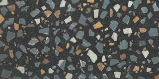 Dark Charcoal - 24x48 Curation Fragment Shard Natural Mixed-Material Look Matte Smooth Porcelain Tile