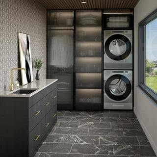 Marble Black - 24x48 Savoir Medium Veining Mosaic Marble-Look Matte Smooth Porcelain Tile