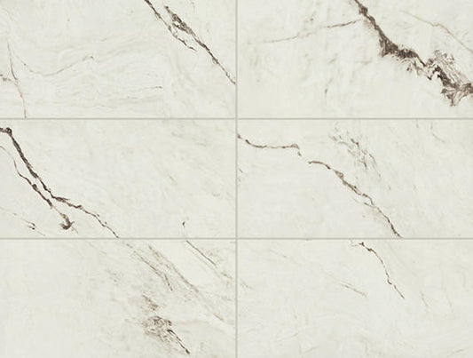 24x48 Foyer  Natural Marble-Look Polished Smooth Porcelain Tile Cream White
