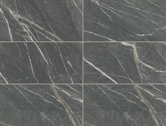 24x48 Foyer  Natural Marble-Look Polished Smooth Porcelain Tile Dark Gray