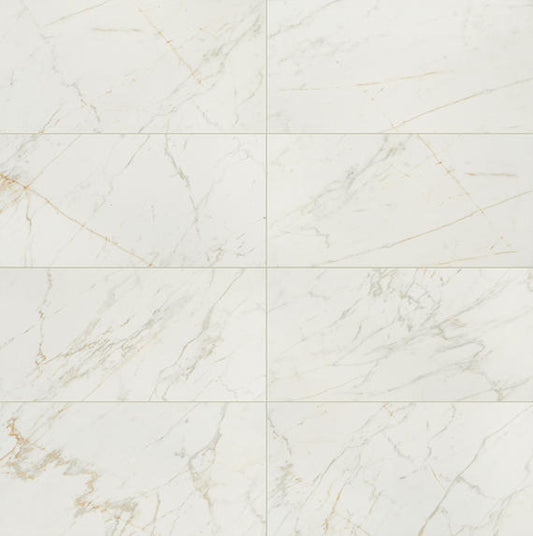 24x48 Panoramic Duet Subway Pattern Medium Veining Natural Marble-Look Polished Smooth Porcelain Tile Golden Cream