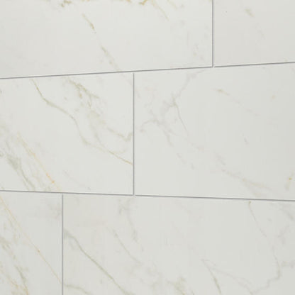 24x48 Panoramic Duet Subway Pattern Medium Veining Natural Marble-Look Polished Smooth Porcelain Tile Golden Cream