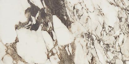 24x48 Panoramic Duet Subway Pattern Medium Veining Natural Marble-Look Polished Smooth Porcelain Tile Earth Brown